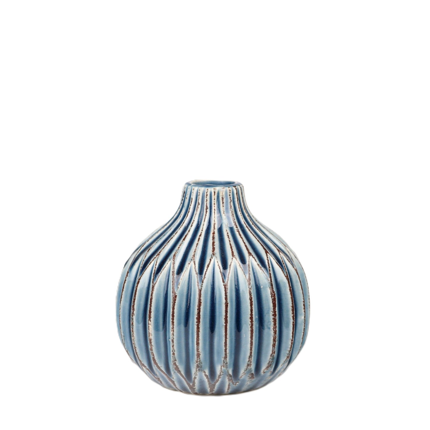 Ocean Blue Striated Vase