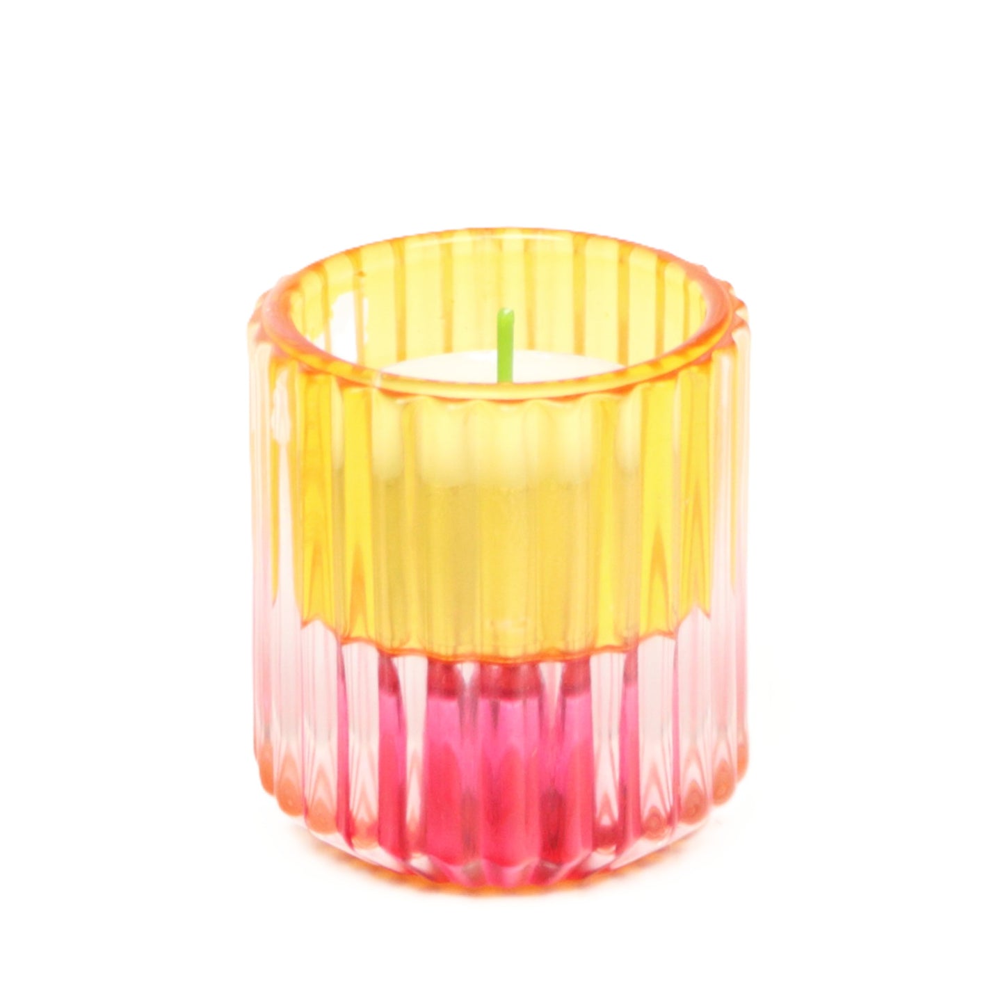 Two tone yellow-pink candle holder