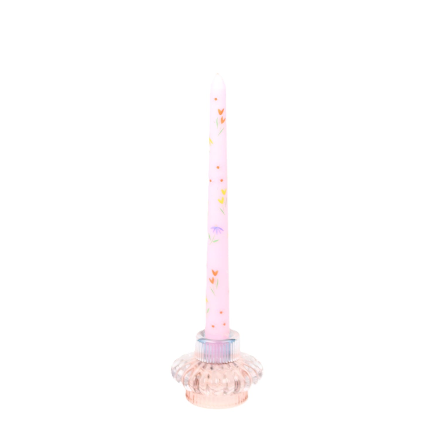 Pink Floral Taper Candle