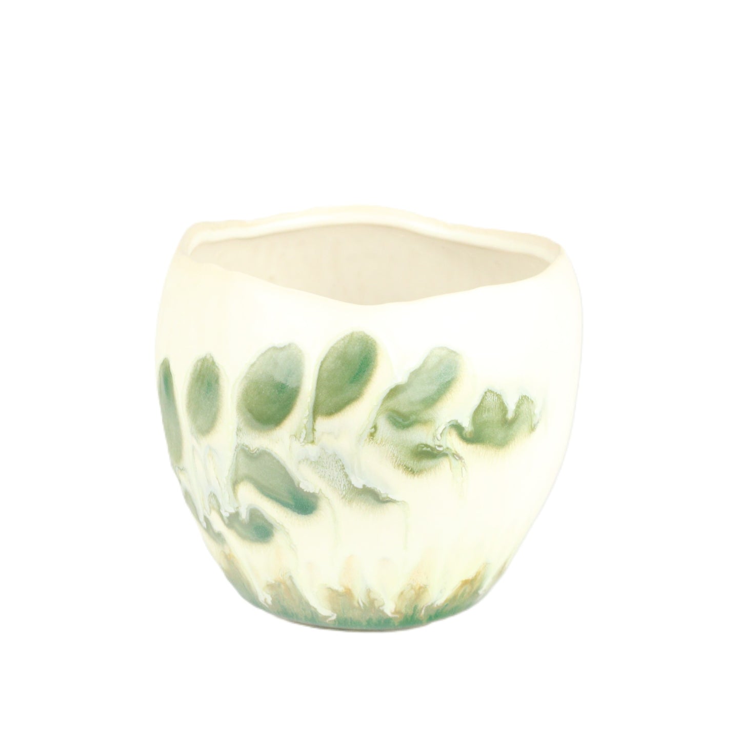 Ivory Moss Drip Glaze Small