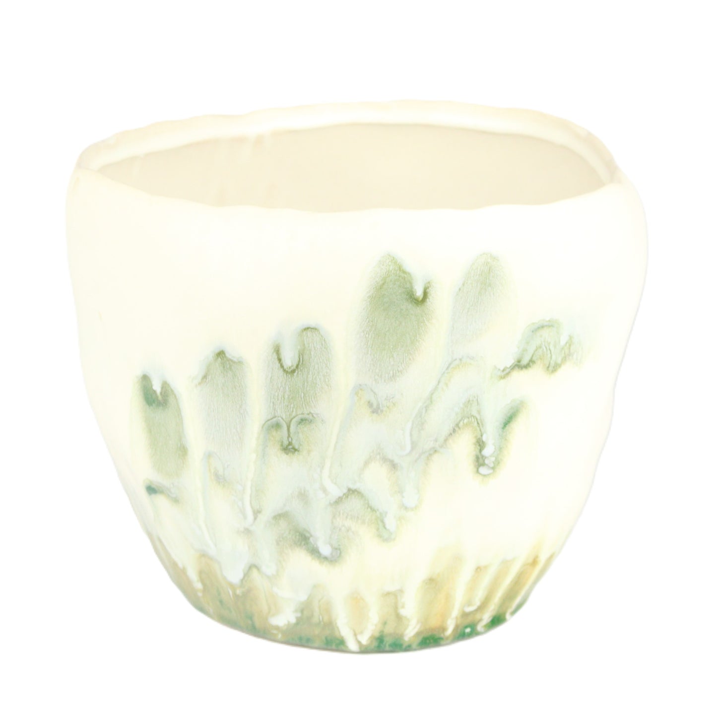 Ivory Moss Drip Glaze Large
