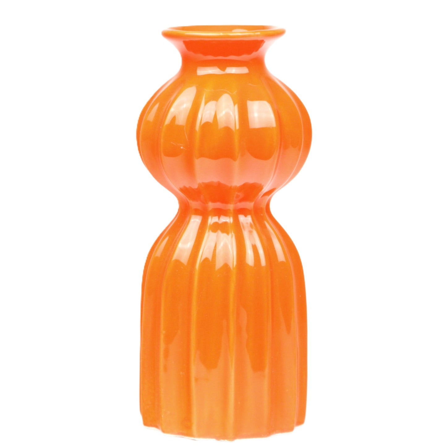 Orange Ridged Vase