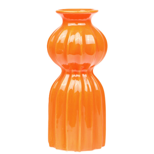 Orange Ridged Vase
