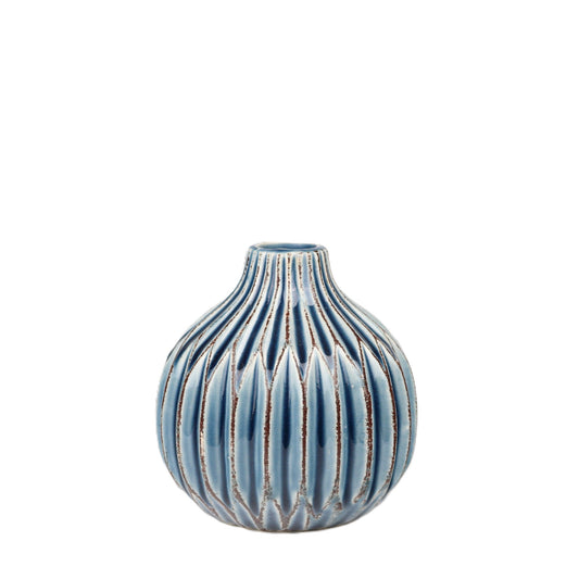 Ocean Blue Striated Vase