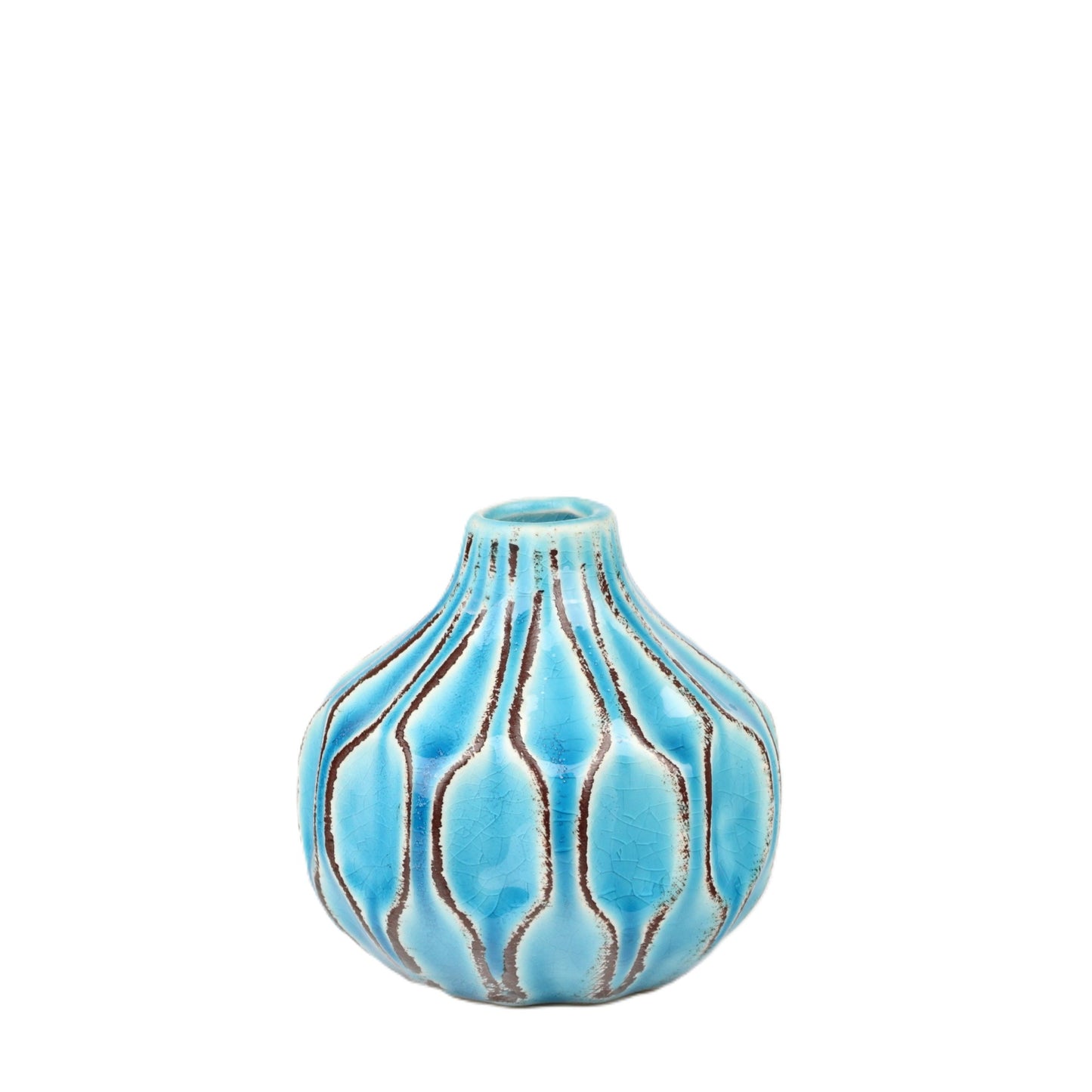 Aqua Pleated Vase