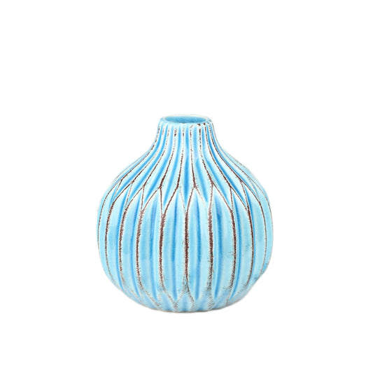 Sky Blue Striated Vase