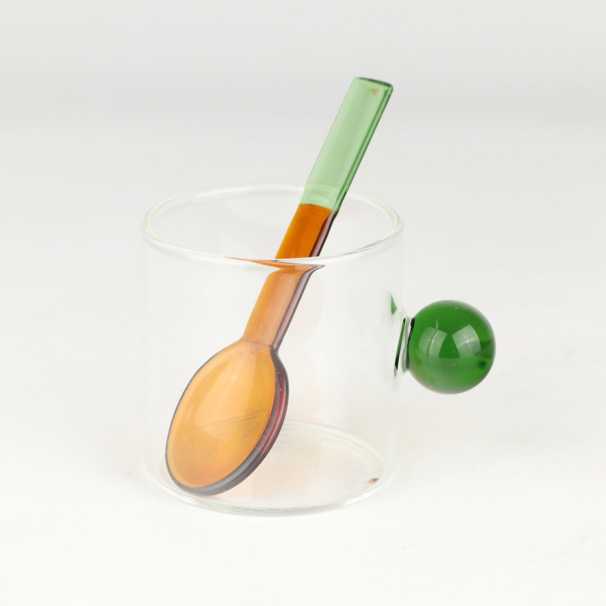 Amber Green Glass Spoon Small