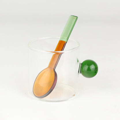 Amber Green Glass Spoon Small