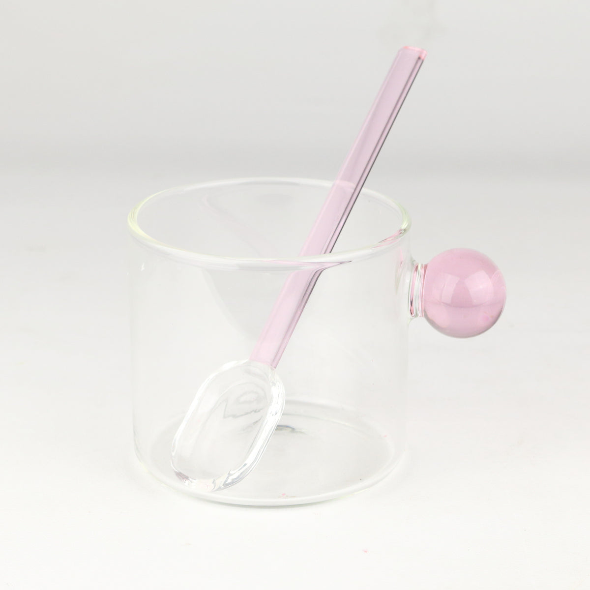 Pink Clear Glass Spoon Large