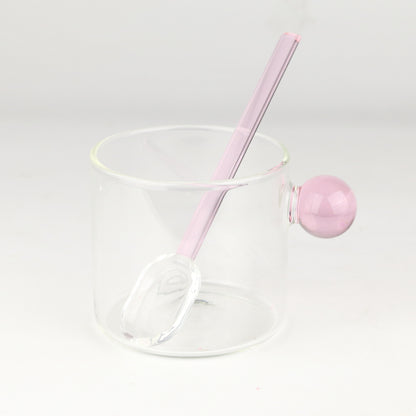 Pink Clear Glass Spoon Large