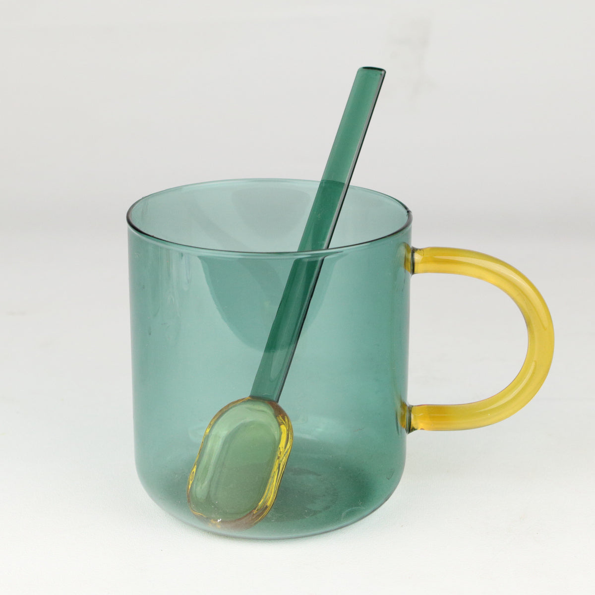 Amber Teal Glass Spoon Large
