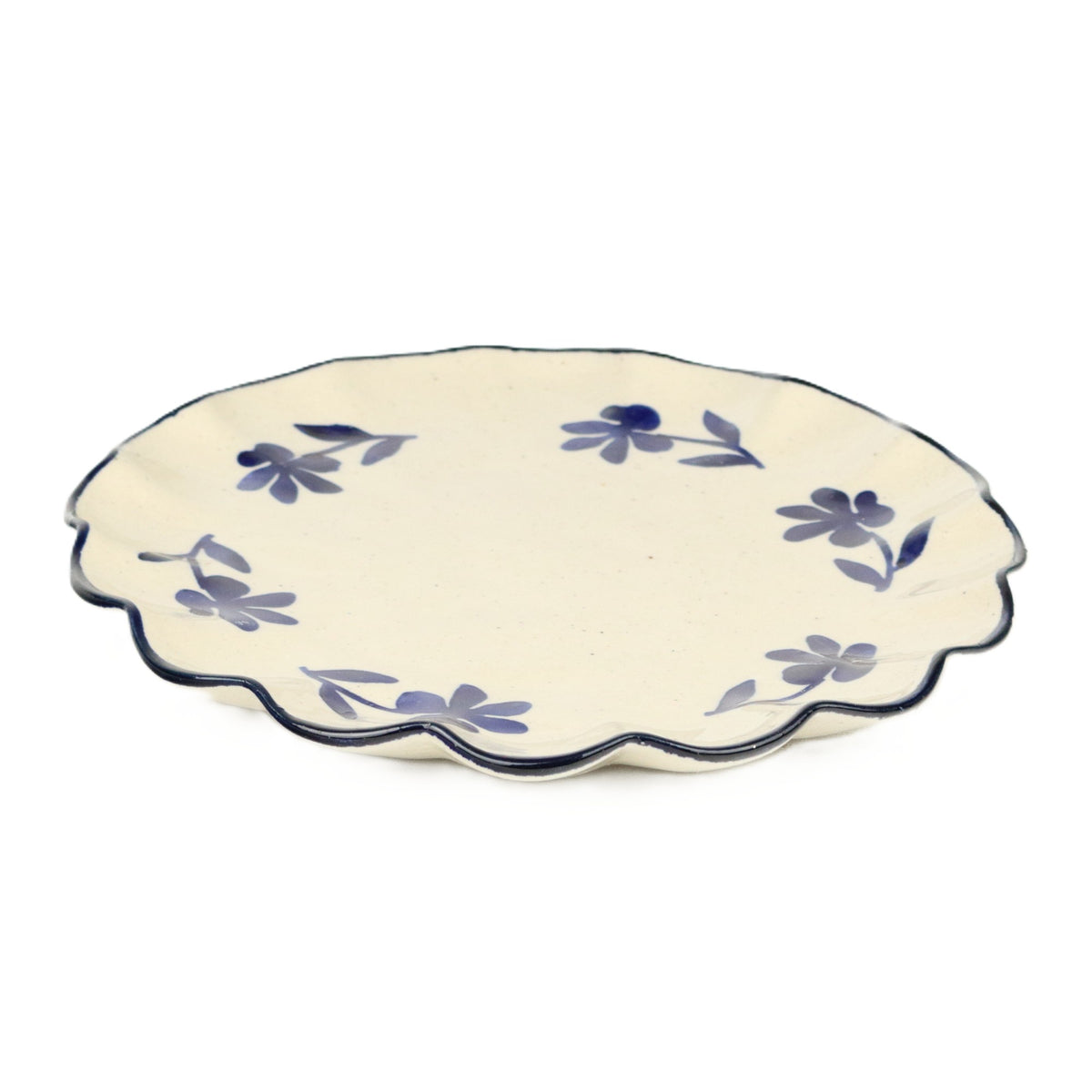 Navy Flower Frill Plate