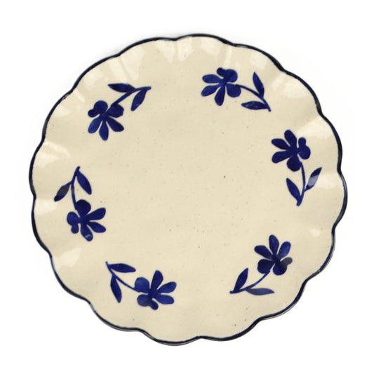 Navy Flower Frill Plate