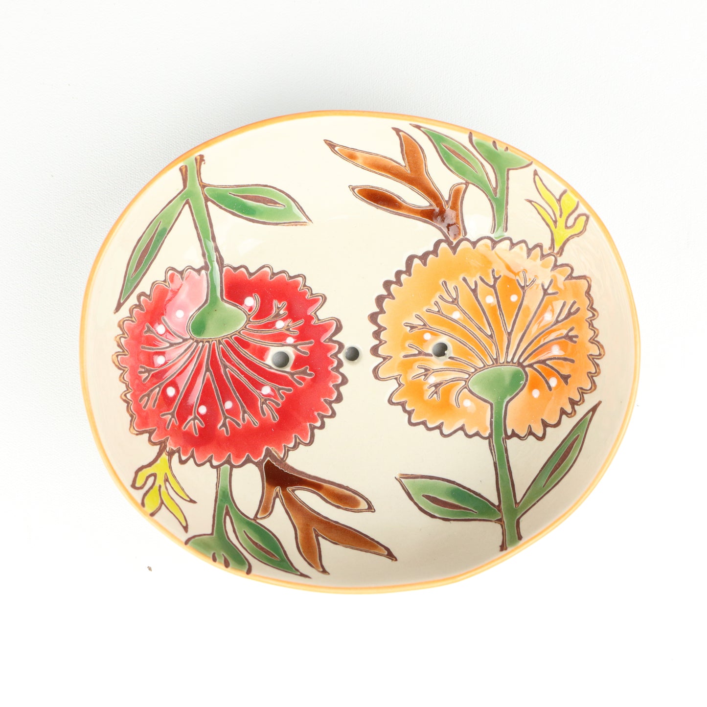 Orange Floral Soap Dish