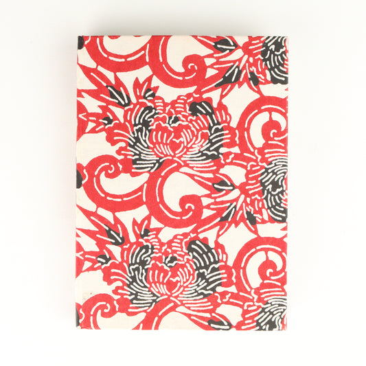 Crimson Floral Katzaome Plain A6 Hardback Notebook