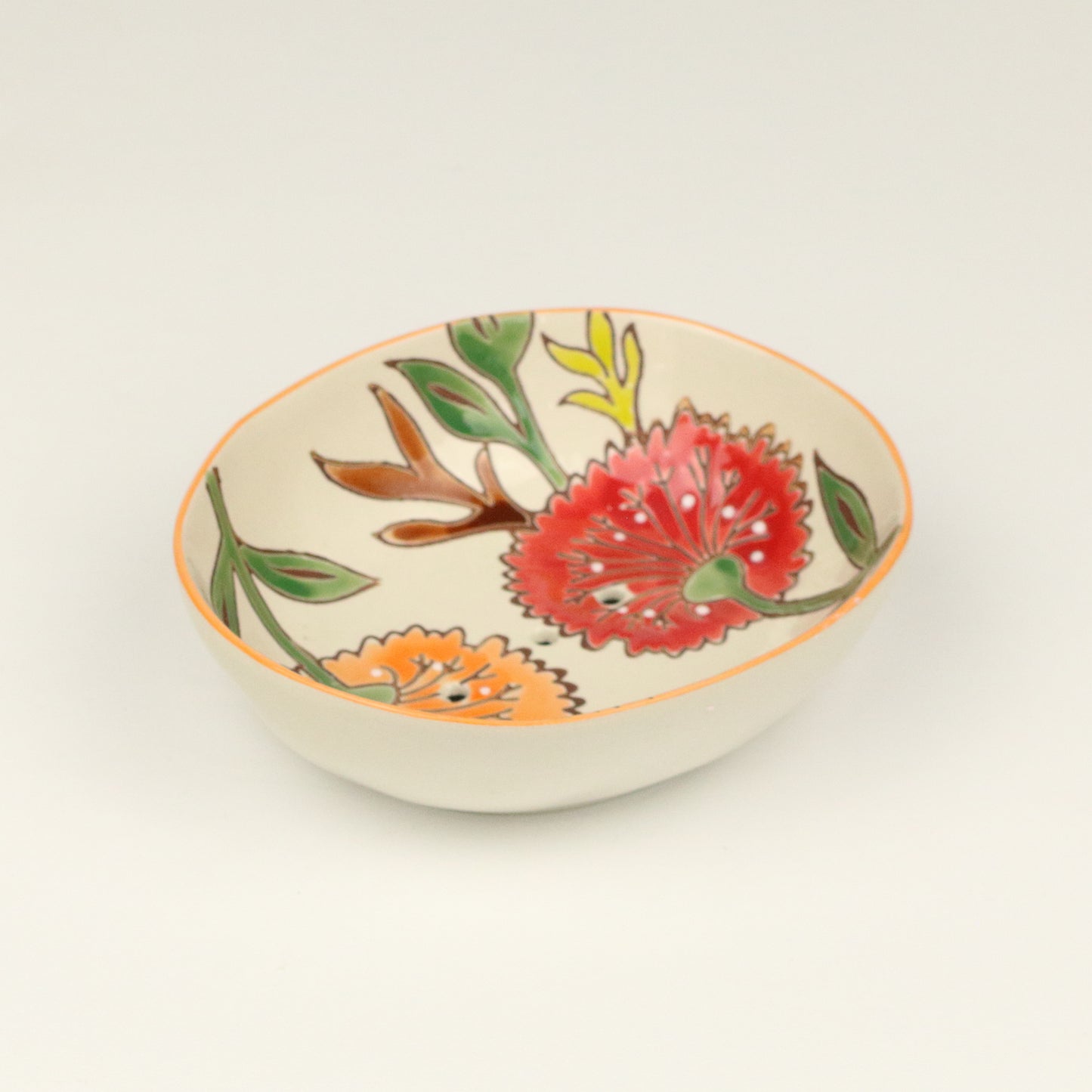 Orange Floral Soap Dish