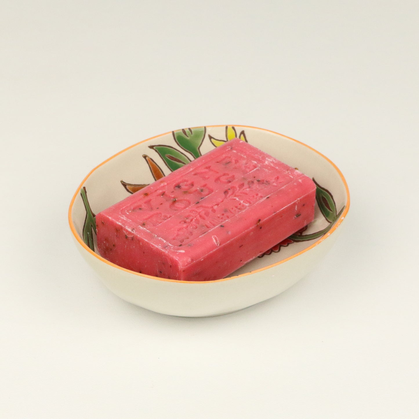 Orange Floral Soap Dish