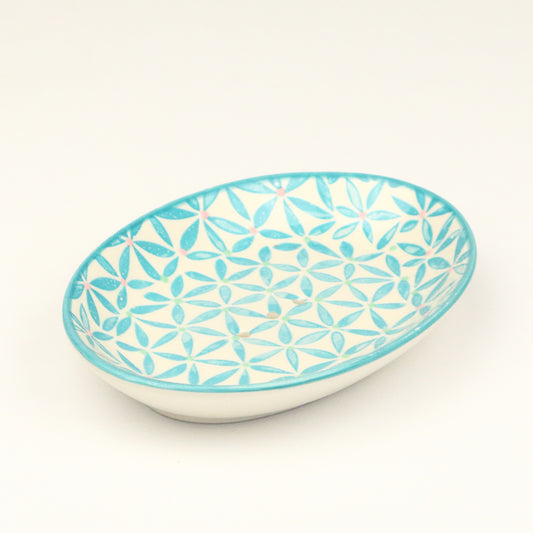 Cyan Circles Soap Dish