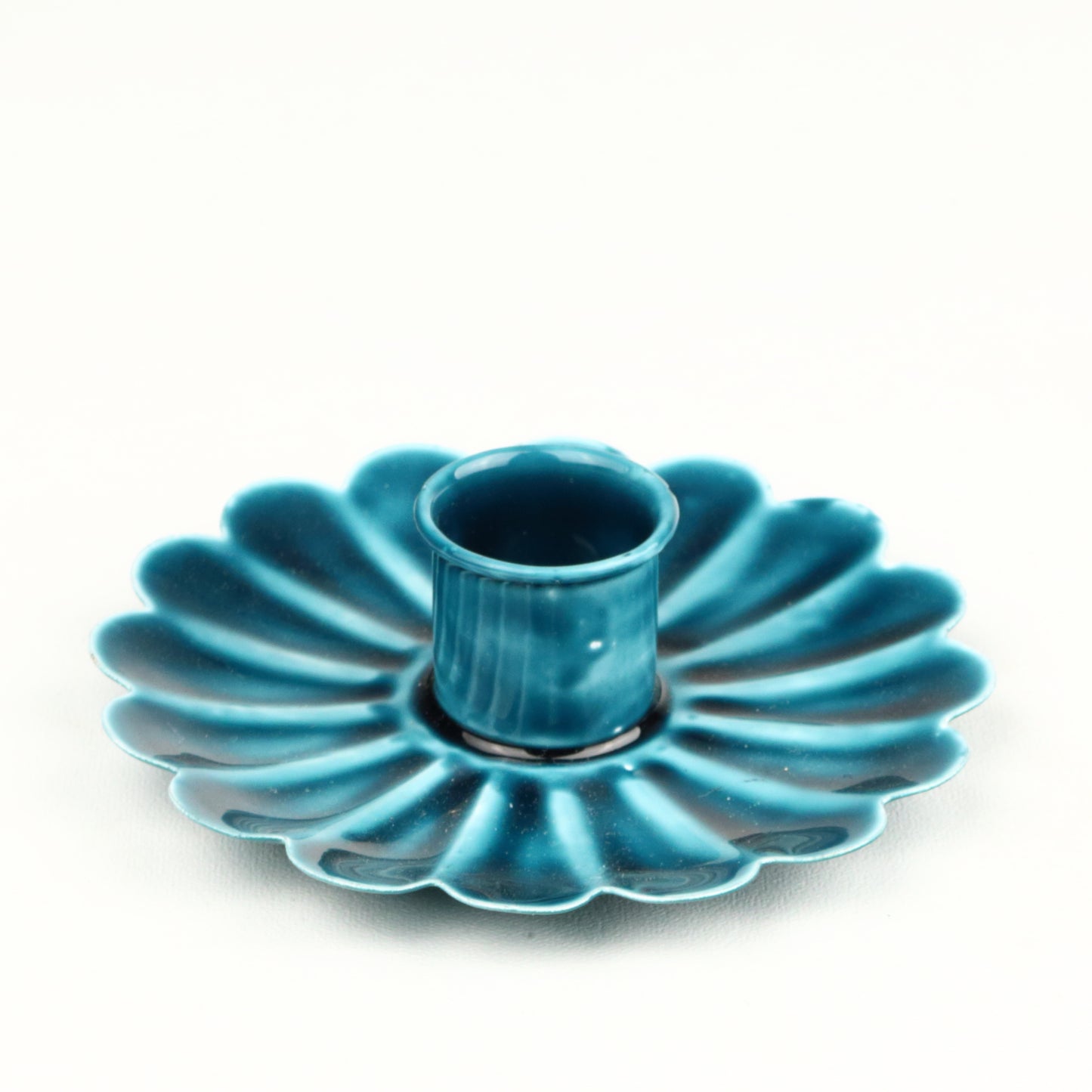 Peacock Blue Flower Candlestick