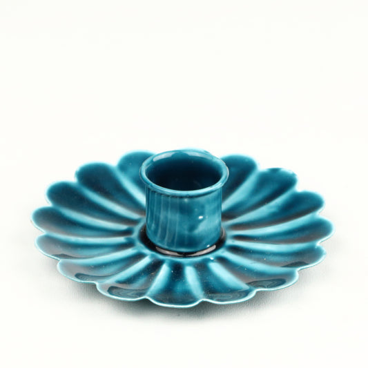 Peacock Blue Flower Candlestick