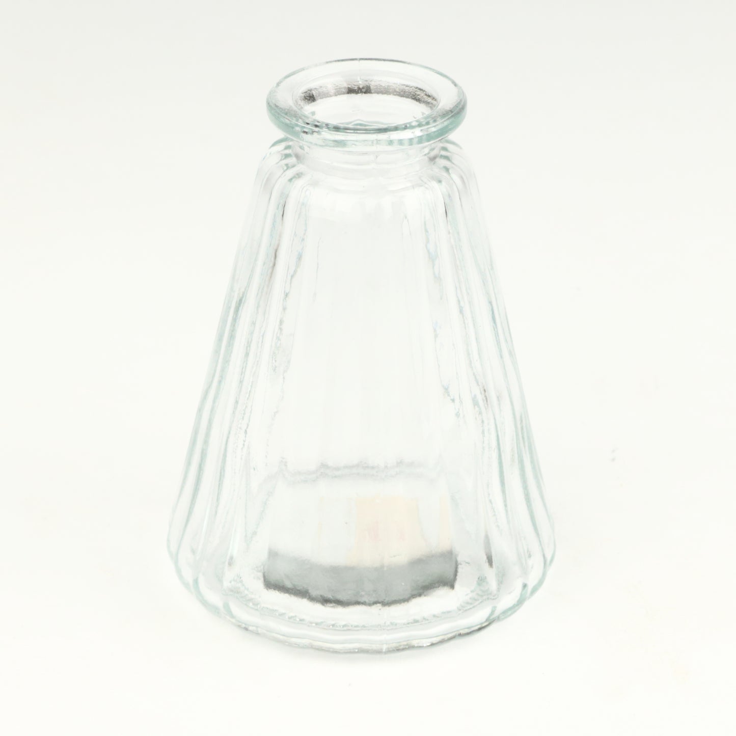 Clear Ribbed Cone Candlestick