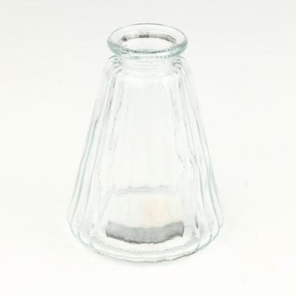 Clear Ribbed Cone Candlestick