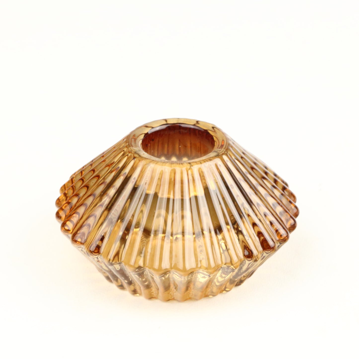 Amber Two Way Ribbed Candlestick