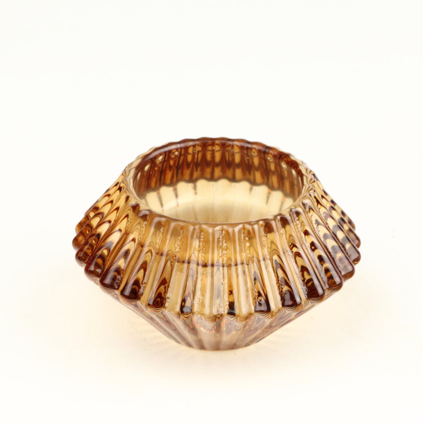 Amber Two Way Ribbed Candlestick