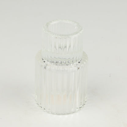 Tall Clear Ribbed Candlestick
