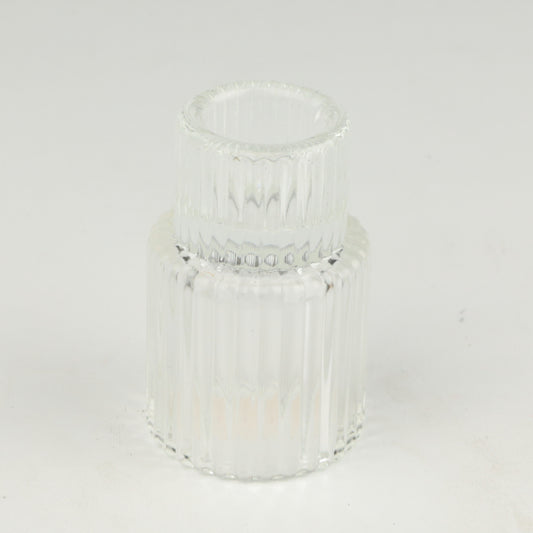 Tall Clear Ribbed Candlestick