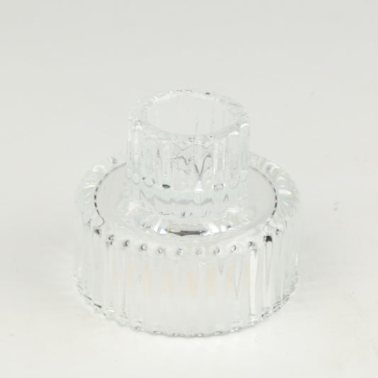 Clear Squat Ribbed Candlestick