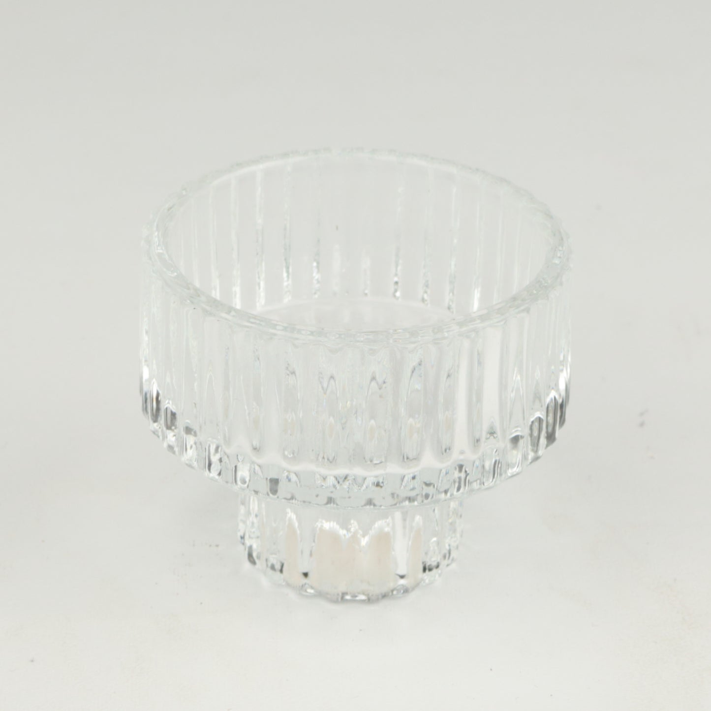 Clear Squat Ribbed Candlestick