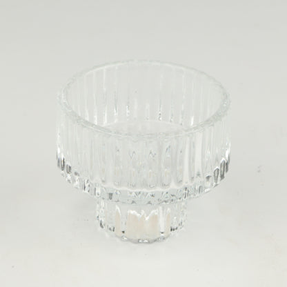 Clear Squat Ribbed Candlestick