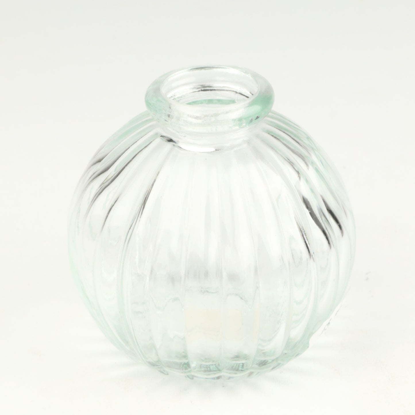 Clear Ribbed Sphere Candlestick