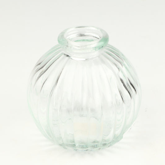Clear Ribbed Sphere Candlestick