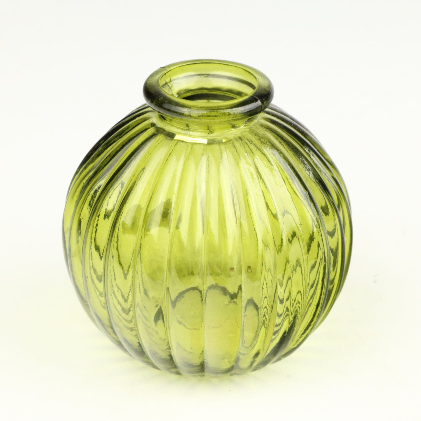 Olive Ribbed Sphere Candlestick