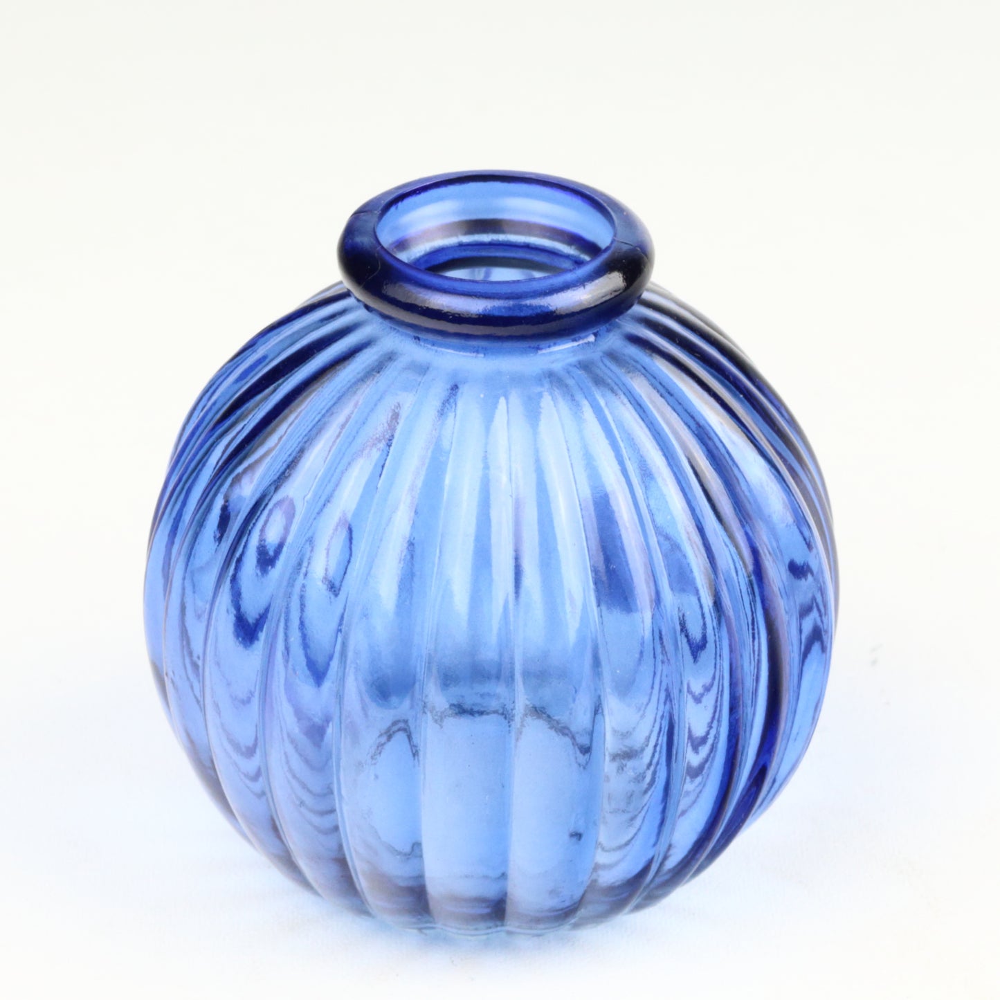 Cerulean Ribbed Sphere Candlestick