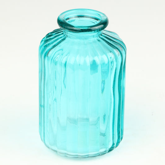 Cyan Ribbed Cylinder Candlestick