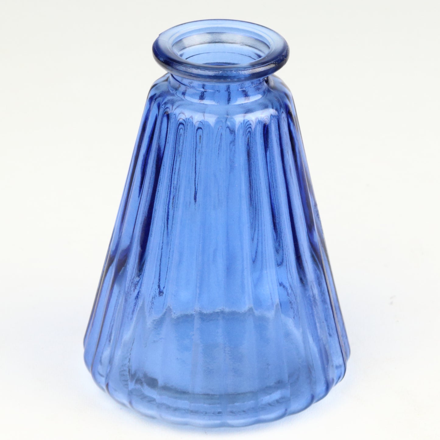 Cerulean Ribbed Cone Candlestick