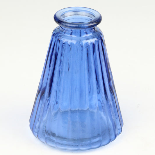 Cerulean Ribbed Cone Candlestick