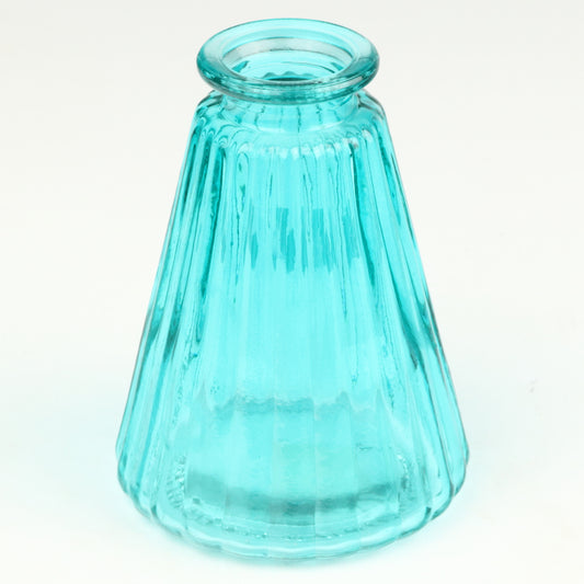 Cyan Ribbed Cone Candlestick