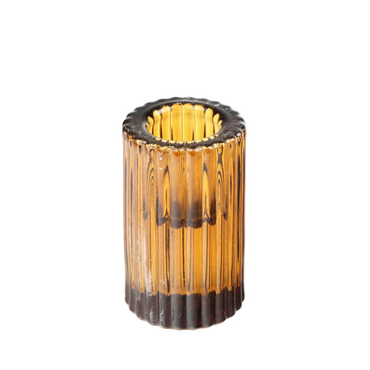 Amber Ribbed Cylinder