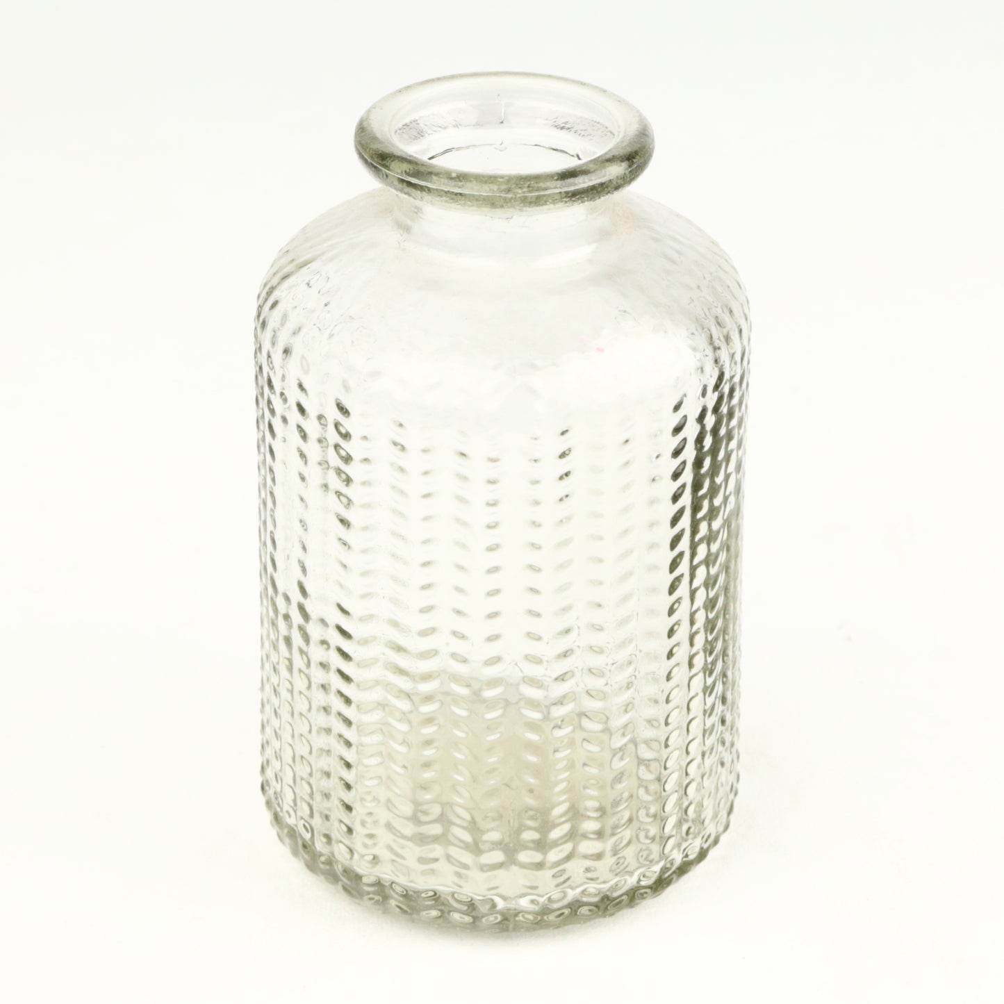 Clear Herringbone Cylinder Candlestick