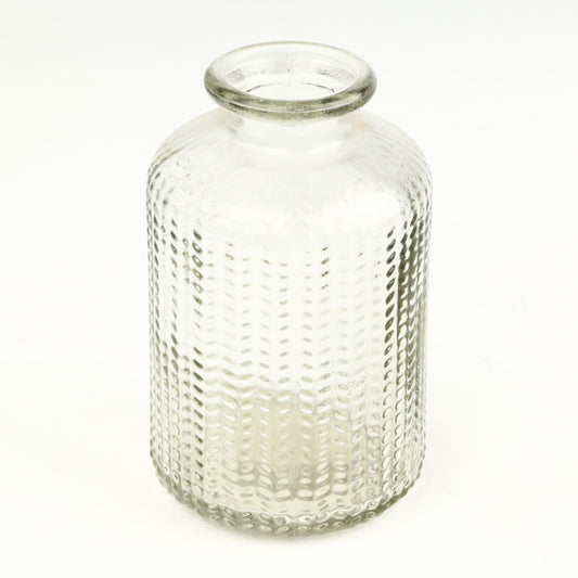 Clear Herringbone Cylinder Candlestick