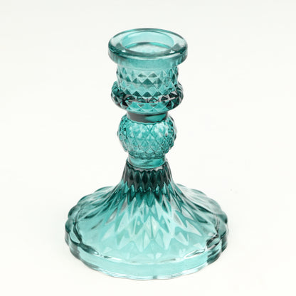 Teal Harlequin Candlestick