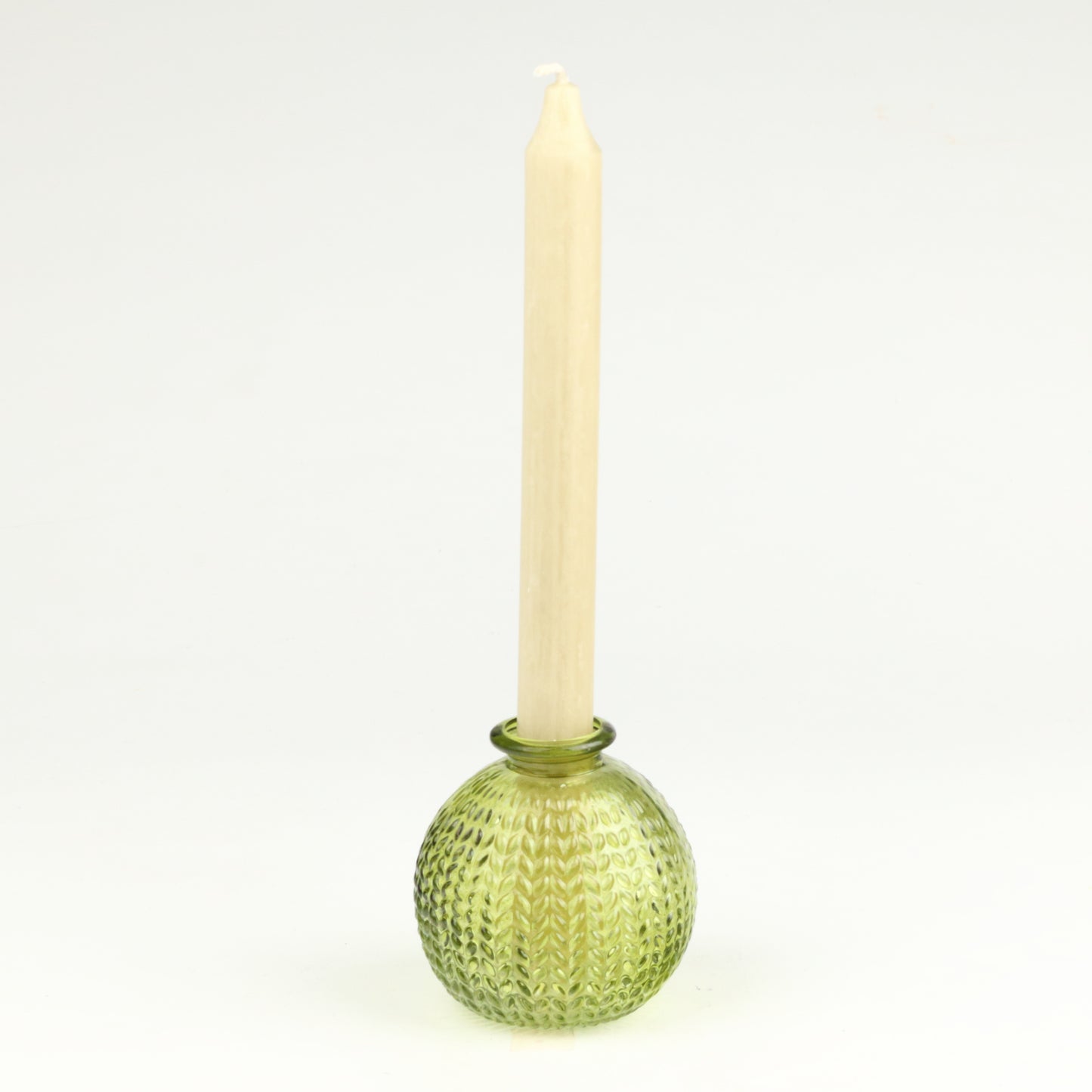 Olive Herringbone Sphere Candlestick