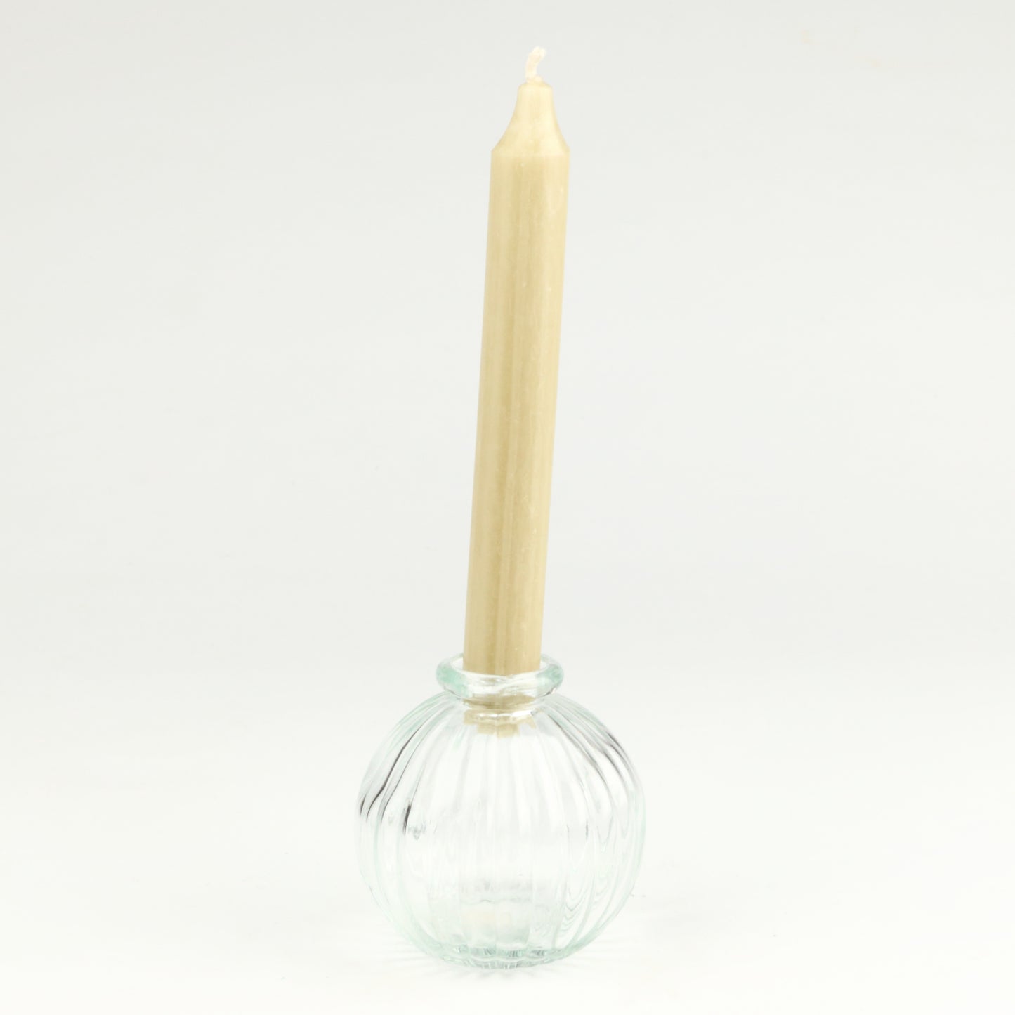 Clear Ribbed Sphere Candlestick