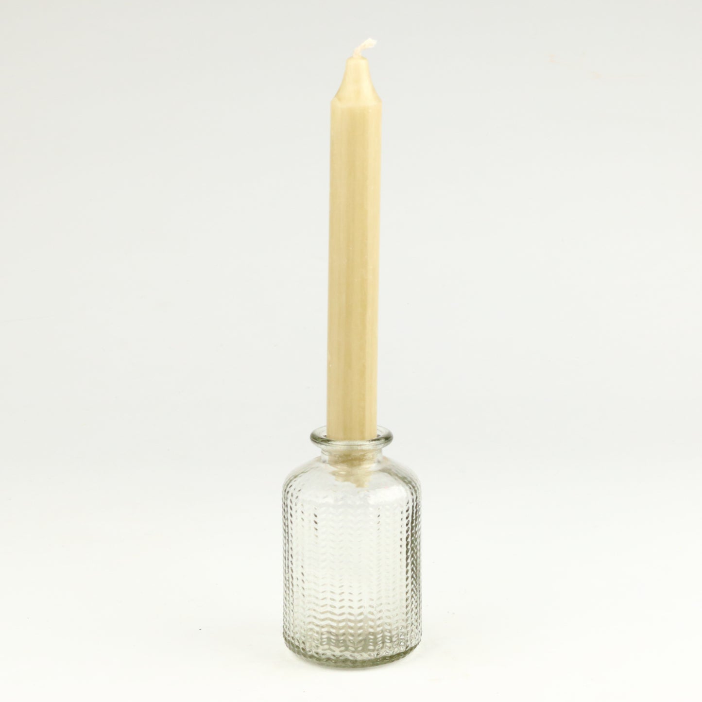 Clear Herringbone Cylinder Candlestick