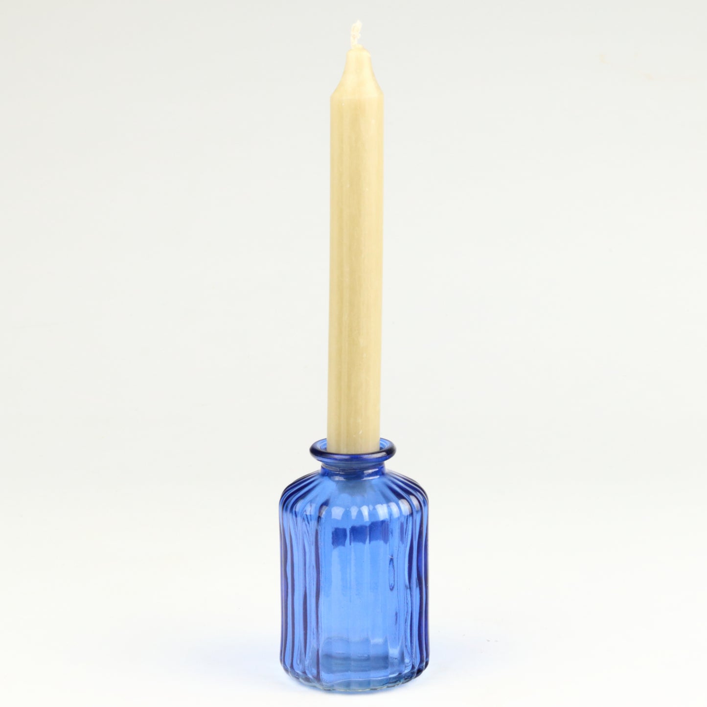 Cerulean Ribbed Cylinder Candlestick