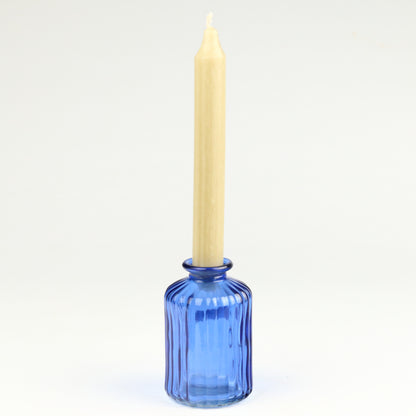 Cerulean Ribbed Cylinder Candlestick